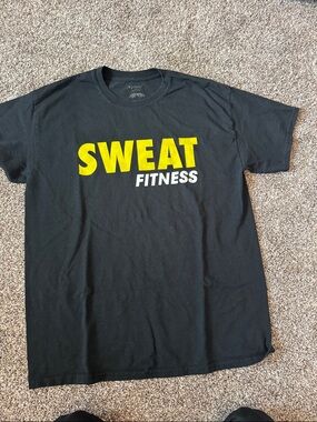 SWEAT Fitness Graphic Tee - Black with Yellow & White Logo